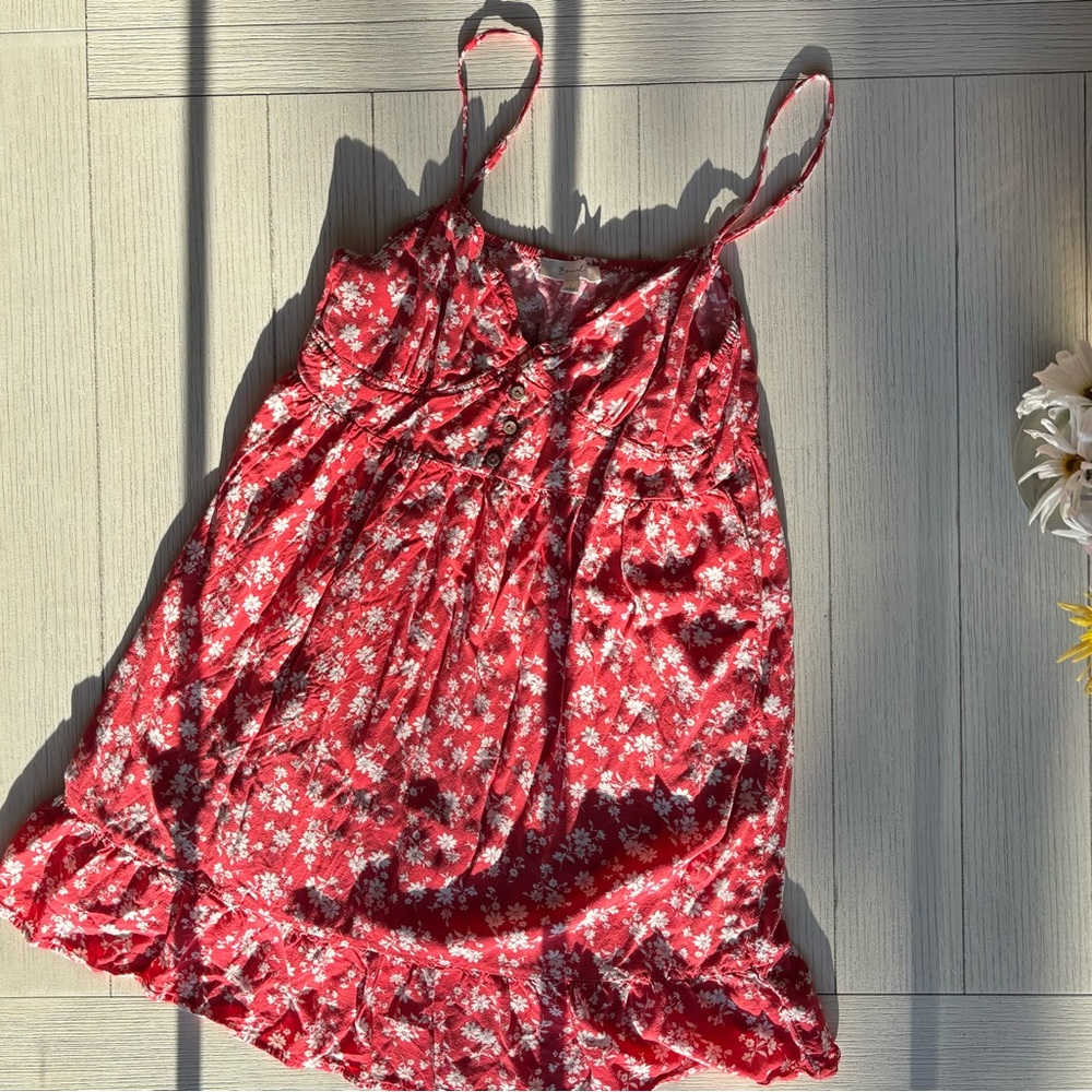 Red Floral Spaghetti Strap Dress